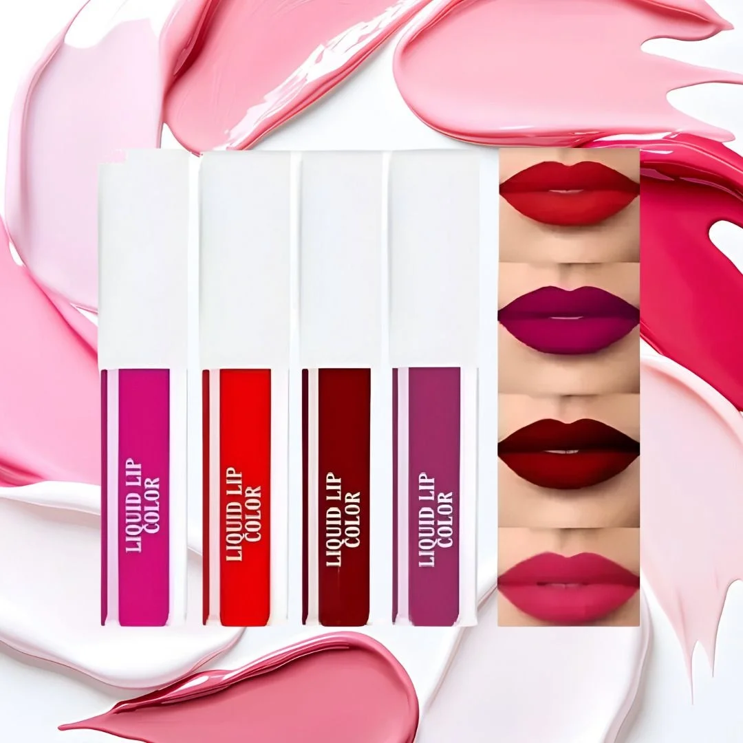 4 Shade Fiery Waterproof Liquid Lipstick Set Matte Finish Long Lasting Smudge Proof Transfer Proof Bold Red Wine Shades for Indian Skin Tone image 1