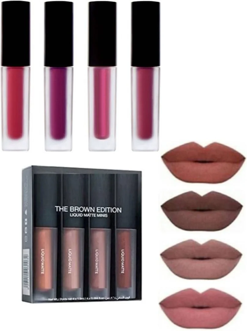 Premium Waterproof Long-Lasting Matte Liquid Lipstick Set for Women – 8-Piece Collection of Red & Nude Shades, Smudge-Proof, Highly Pigmented, Hydrating Formula with Smooth Application, Perfect for Everyday Wear, Parties, and Special Occasions image 1