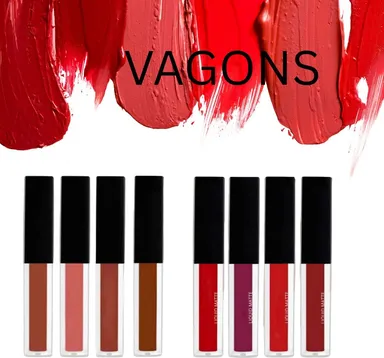 Lipstick Combo Pack 8 Mini Liquid Matte Lipsticks Red |Nude Shades Travel Friendly Long Lasting Waterproof Smudge Proof Makeup Set for Women thumbnail 0