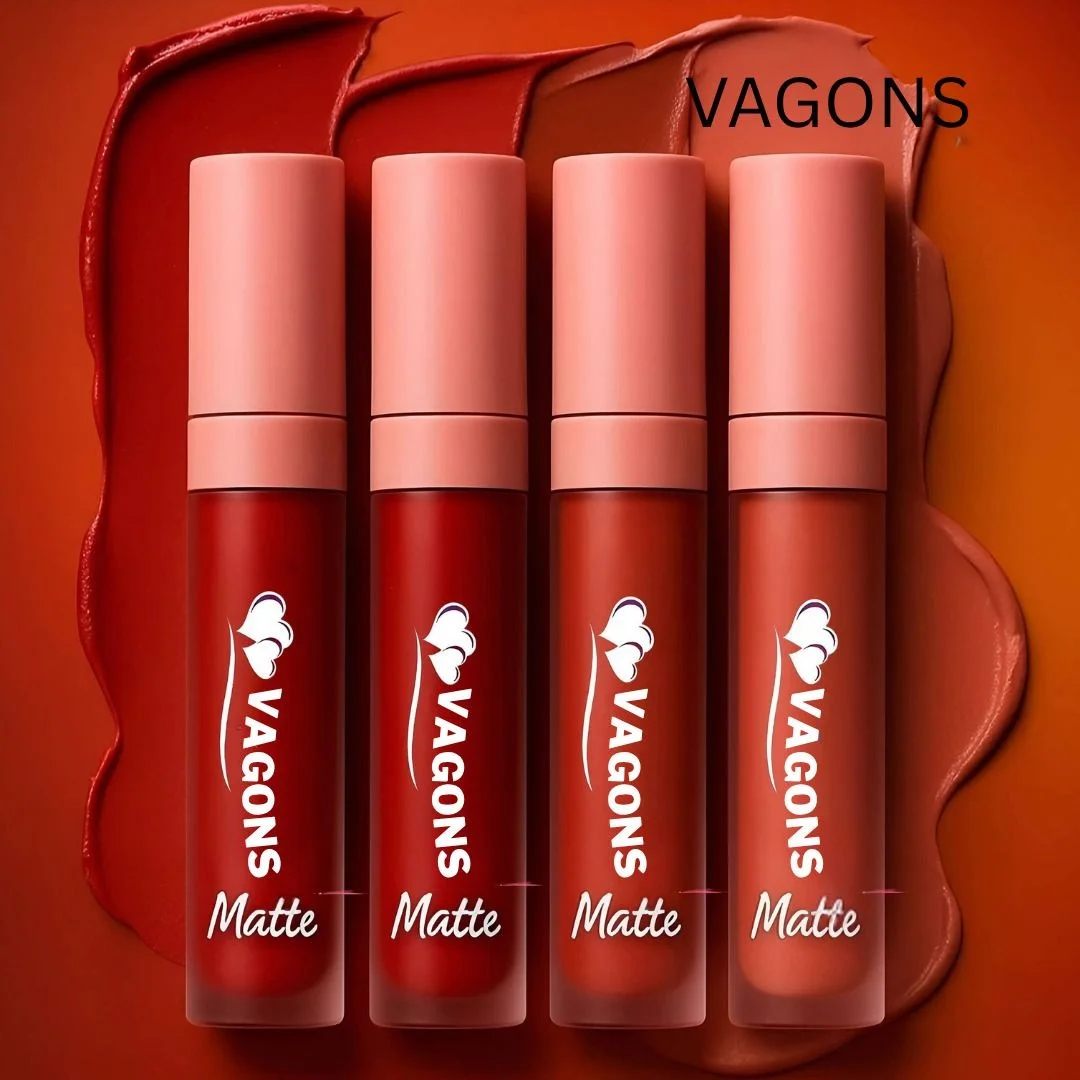 Nude Waterproof Liquid Lipstick Set for Women – 4 Long-Lasting Matte Nude Shades, Smudge-Proof & Transfer-Proof Perfect for Office College and Everyday Wear image 1