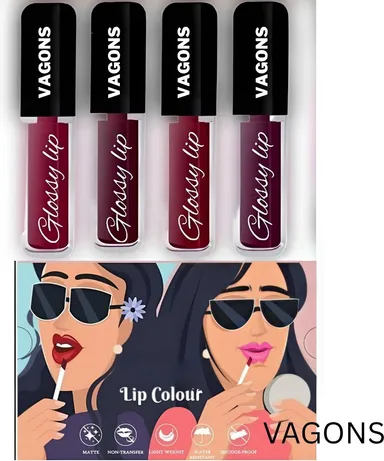 4 Shades of Red Waterproof Lipstick Pack- Bold Matte Red Shades|Long-Lasting Smudge-Free Wear for Party|Bridal & Evening Makeup thumbnail 0