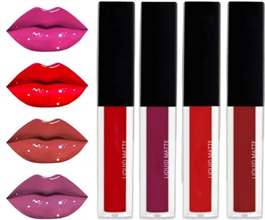 Intense Red Set 4-Piece Waterproof Liquid Lipstick- Bold Matte Red Shades|Long-Lasting Smudge-Free Wear for Party|Bridal & Evening Makeup thumbnail 0
