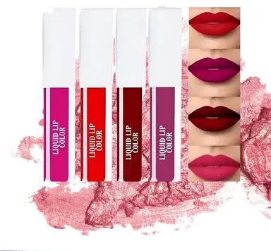 Red Bundle 4-Piece Waterproof Liquid Lipstick Set Long-Wear Matte High Pigment Smudge Proof Lip Colour  thumbnail 0