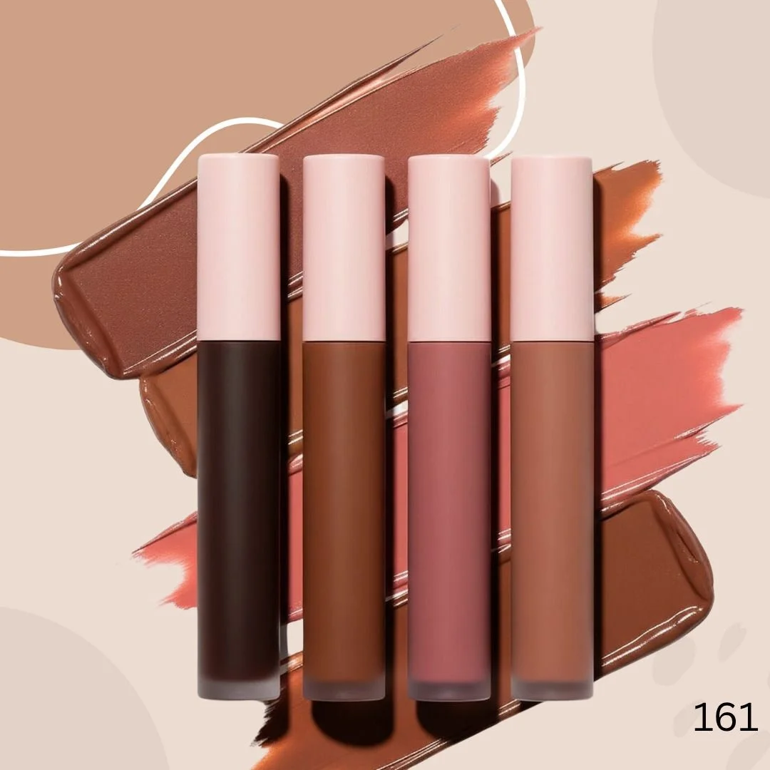 Chic Nude Tones 4-Piece Liquid Lipstick Set – Waterproof Matte Long Lasting Natural Shades for Daily Office Party Wedding Makeup image 1