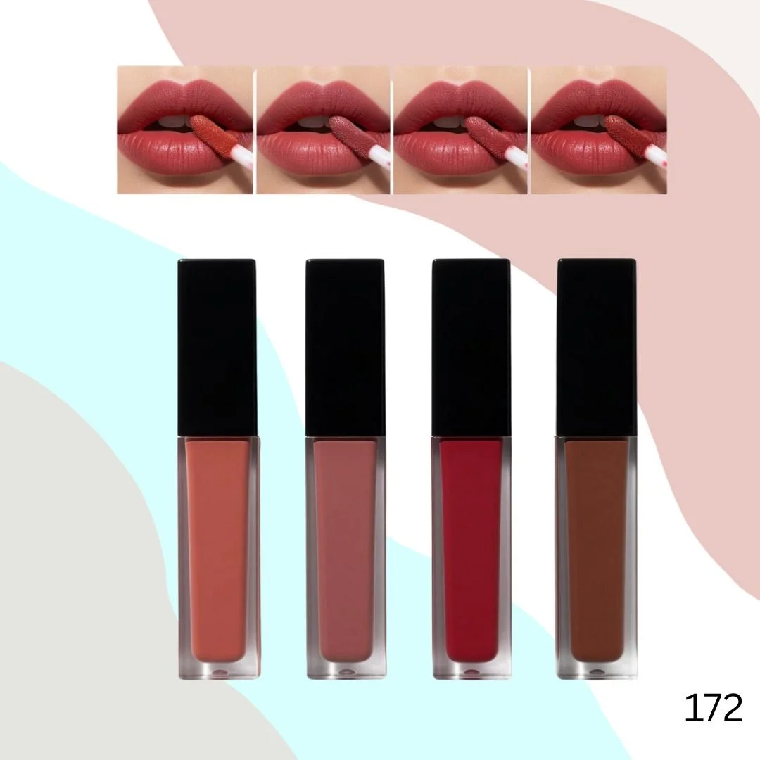 Premium 4-Shade Nude Liquid Lipstick Kit with Long-Lasting Matte Finish|High Pigment|Transfer-Proof|Smudge-Proof Shades for All Skin Tones- Nude Lip Set for Daily & Party Wear image 1