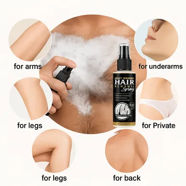 Hair Removal Spray 100ML for Chest Back Legs Underarms Intimate Area | Quick Results, Easy to Use Unisex Hair Removal Solution thumbnail 3