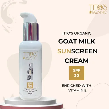 Goat Milk Face Sunscreen Cream SPF 30 Broad Spectrum UVA UVB Protection Hydrating Daily Sun Protection With Natural Goat Milk Vitamin E Moisturiser For All Skin Types thumbnail 1
