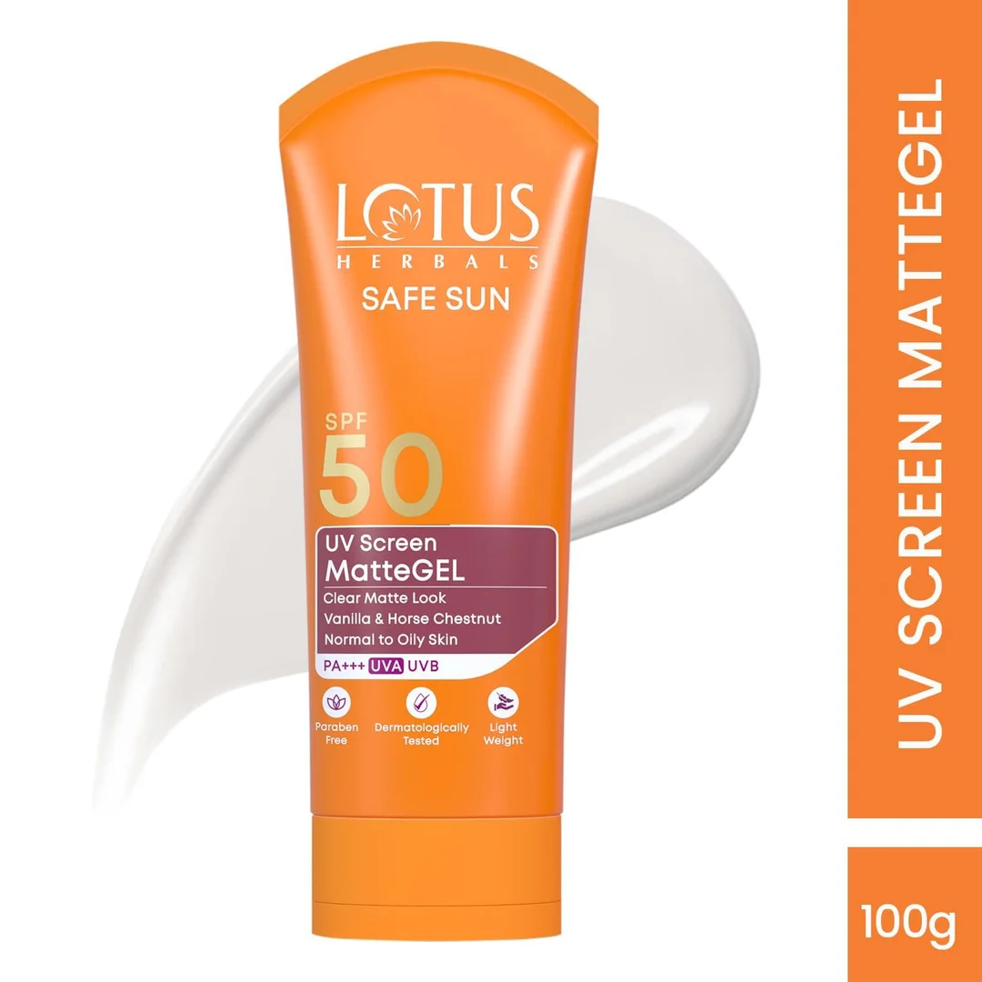 Lotus Herbals Safe Sun UV Screen Matte Gel Sunscreen SPF 50 PA+++ – Invisible Gel, No White Cast, Matte Finish for Normal to Oily Skin (50 g) image 3