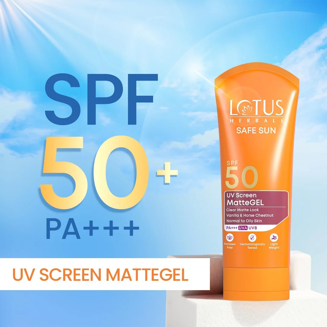 Lotus Herbals Safe Sun UV Screen Matte Gel Sunscreen SPF 50 PA+++ – Invisible Gel, No White Cast, Matte Finish for Normal to Oily Skin (50 g) image 4