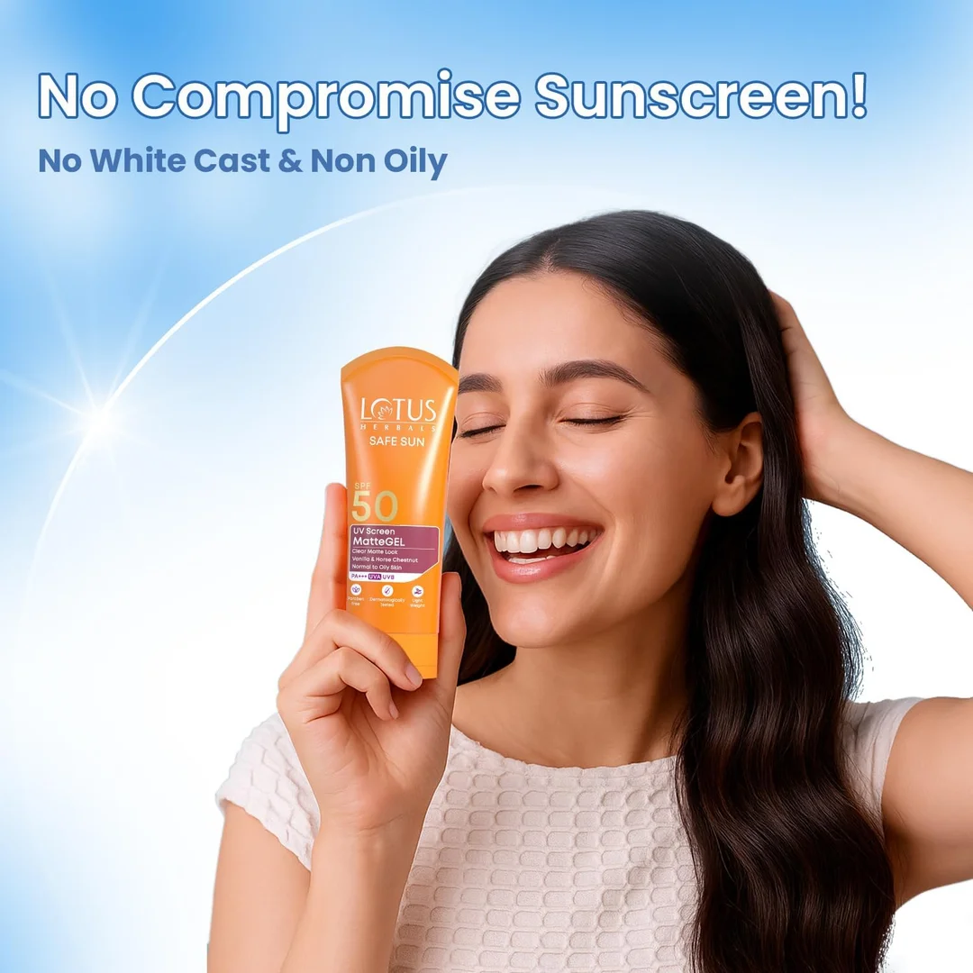 Lotus Herbals Safe Sun UV Screen Matte Gel Sunscreen SPF 50 PA+++ – Invisible Gel, No White Cast, Matte Finish for Normal to Oily Skin (50 g) image 5