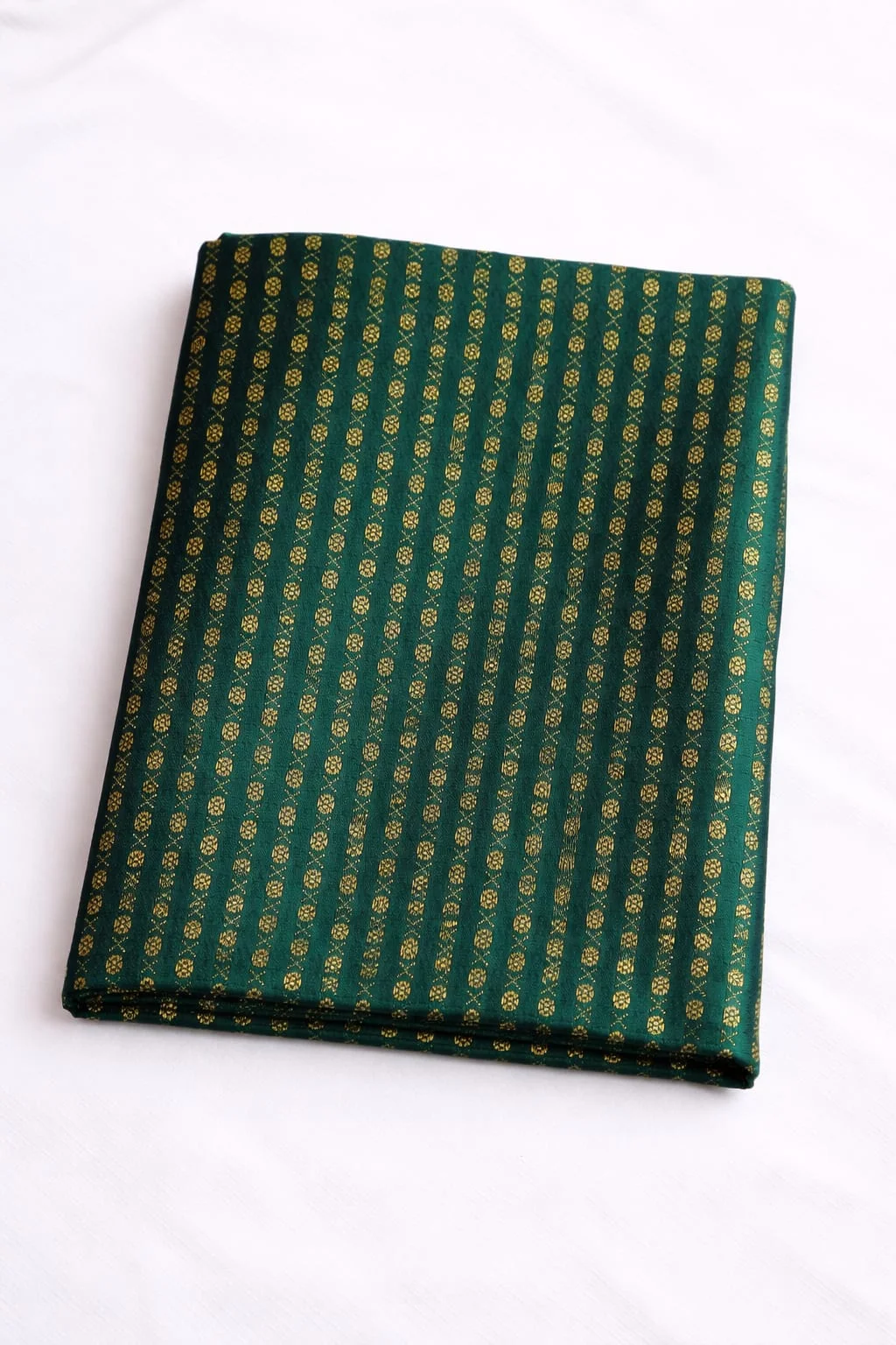 Dark Green Jacquard Silk Unstitched Blouse Piece with Gold Butta Design | Premium 1 Meter Fabric for Party| Wedding & Festive Wear image 2