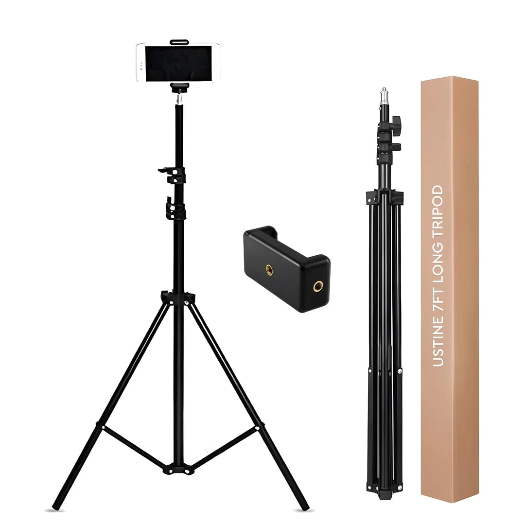 Premium Lightweight Portable 7 Feet Tripod Stand with 360° Rotating Ball Head Black – Heavy Duty Adjustable Camera & Mobile Tripod Support Up to 5000 g for Photography Videography Vlogging Live Streaming image 1