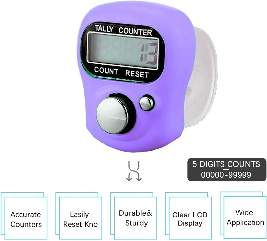 Digital Finger Tally Counter with LCD Display 5 Digit Handheld Mechanical Clicker for Crowd Counting Prayers Events Sports Security and Inventory Use image 5