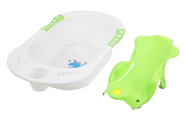 Baby Bath Tub with Toddler Sling Seat 0–12 Months  Anti-Slip Infant Shower Tub, Safe Plastic Bathtub for Newborns, Non-Skid Bathing, Portable Baby Bath Seat thumbnail 1