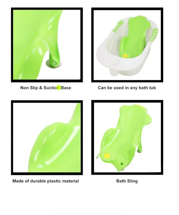 Baby Bath Tub with Toddler Sling Seat 0–12 Months  Anti-Slip Infant Shower Tub, Safe Plastic Bathtub for Newborns, Non-Skid Bathing, Portable Baby Bath Seat image 3