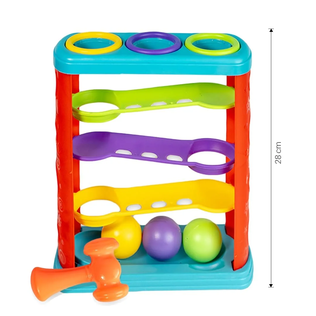 Storio Hammer Knock Ball Toy for Babies & Toddlers | Pound Balls & Watch Them Roll Down Ramps | Infant Activity Playset | Multicolor | Boys & Girls Educational Toy image 2
