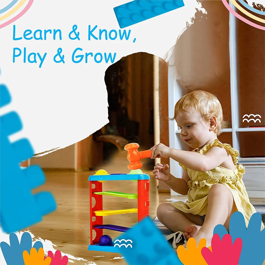 Storio Hammer Knock Ball Toy for Babies & Toddlers | Pound Balls & Watch Them Roll Down Ramps | Infant Activity Playset | Multicolor | Boys & Girls Educational Toy image 3