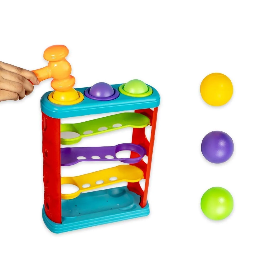 Storio Hammer Knock Ball Toy for Babies & Toddlers | Pound Balls & Watch Them Roll Down Ramps | Infant Activity Playset | Multicolor | Boys & Girls Educational Toy image 5