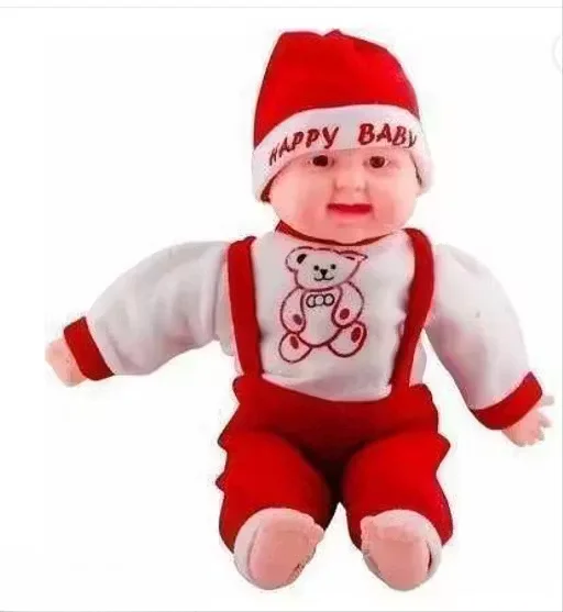 Laughing Boy Musical Baby Happy Doll Battery Operated Plastic Toy with Sound for Toddlers Kids Boys Girls Age 1+ Red image 1