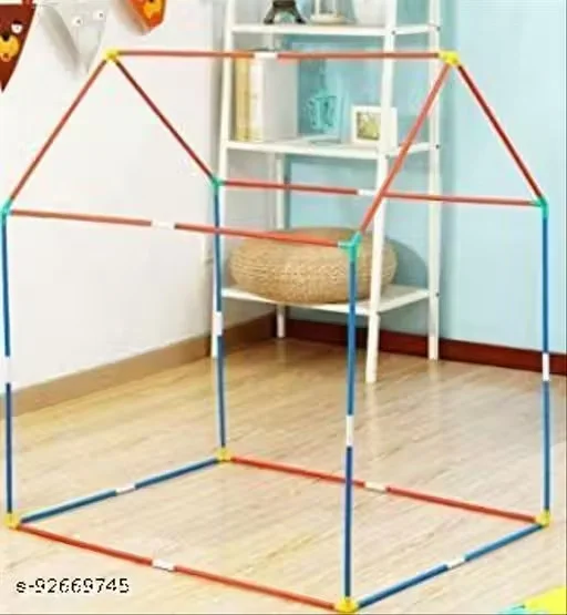 Pink Kids Play Tent Indoor Foldable Playhouse for Toddlers and Children, Cartoon House Design, Lightweight and Safe, Fun Activity Toy for Home Playroom image 2
