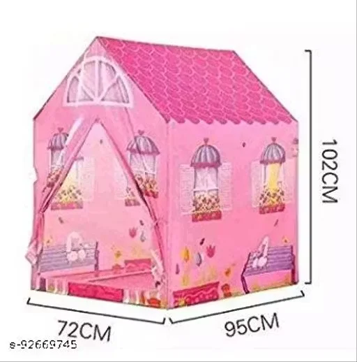 Pink Kids Play Tent Indoor Foldable Playhouse for Toddlers and Children, Cartoon House Design, Lightweight and Safe, Fun Activity Toy for Home Playroom image 3