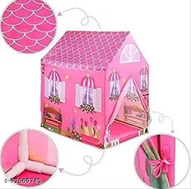Pink Kids Play Tent Indoor Foldable Playhouse for Toddlers and Children, Cartoon House Design, Lightweight and Safe, Fun Activity Toy for Home Playroom thumbnail 3