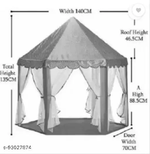 Play Kids Tent House Blue & White Striped Indoor Outdoor Playhouse Foldable Fabric Tent with Mesh Curtains, Ball Pit Compatible, Easy Setup, Durable Play Area for Toddlers & Children image 2
