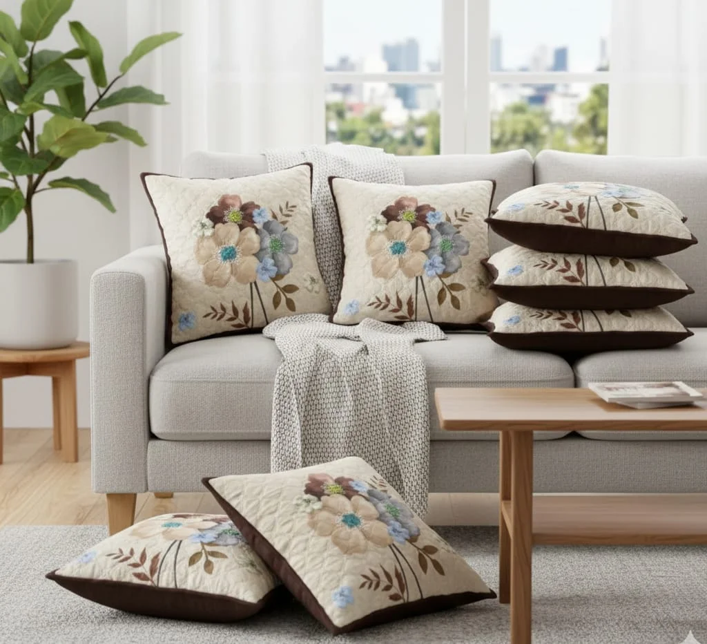 Premium 100% Cotton Cushion Covers Set of 5 for Sofa Living Room Bedroom | Soft Breathable Decorative Home Decor Throw Pillow Cases | Modern Stylish Zipper Cushion Cover Combo image 2