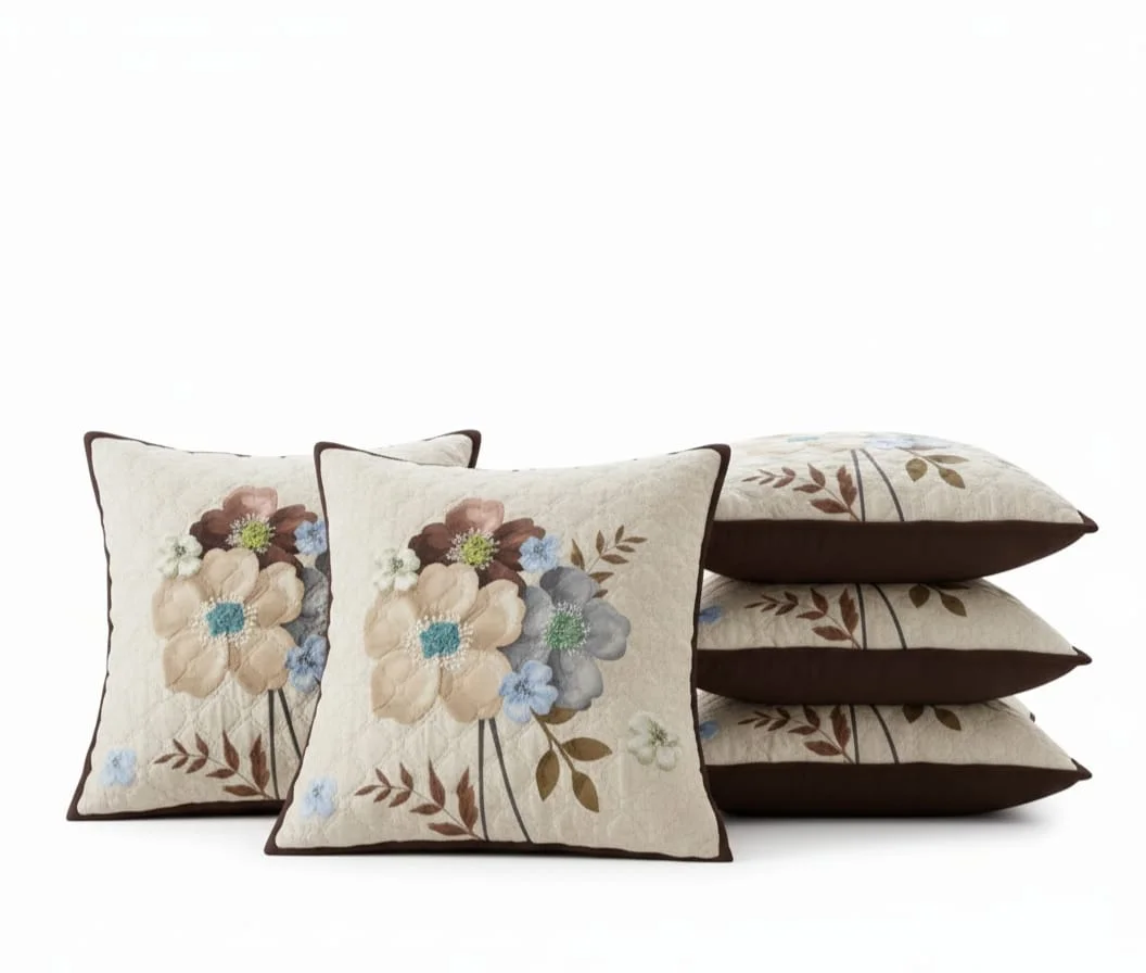 Premium 100% Cotton Cushion Covers Set of 5 for Sofa Living Room Bedroom | Soft Breathable Decorative Home Decor Throw Pillow Cases | Modern Stylish Zipper Cushion Cover Combo image 1