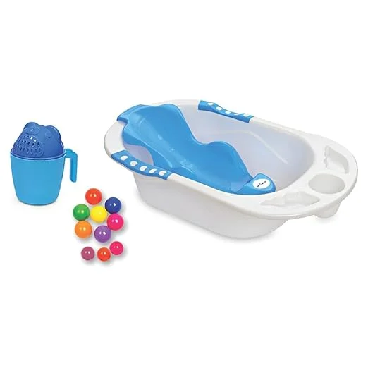 DOLPHIN Kids & Child Bath Box Multicolor – Durable Plastic Bath Storage Box with Lid & Compartments, Children Bathroom Organiser Toy Storage, Water‑Safe, Easy Clean, Bath Time Essentials image 1