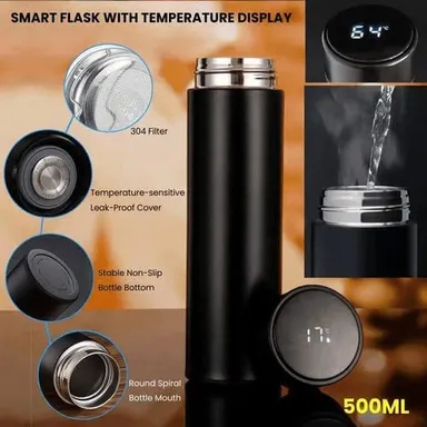 Temperature Smart Vacuum Insulated Thermos Water Bottle with LED Display, Stainless Steel, Hot & Cold Drinks|500 ml PAR-B2-1 thumbnail 4