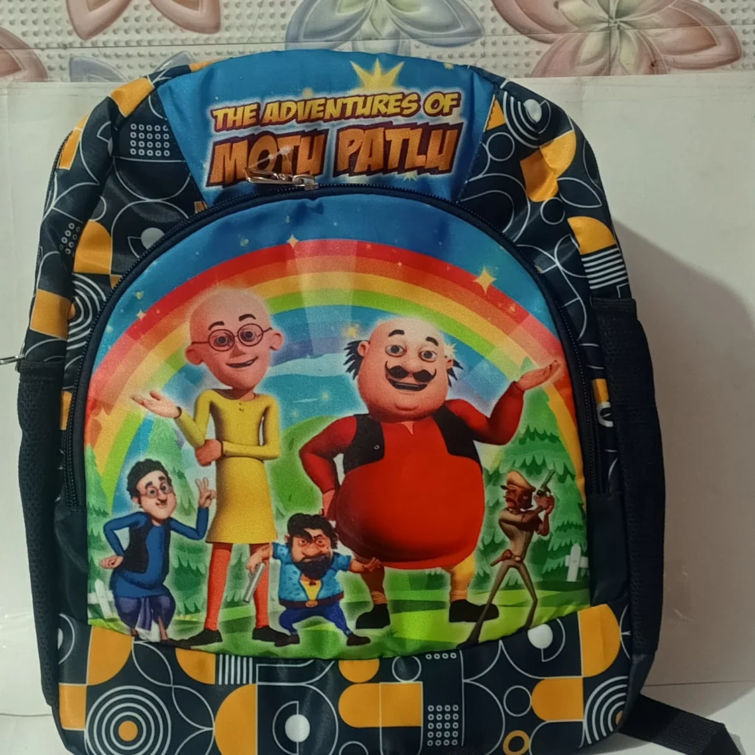 Motu Patlu Kids School Backpack | Cartoon Printed Lightweight Waterproof School Bag for Boys & Girls image 1