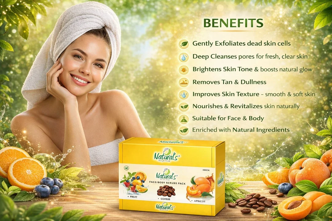 Natural’s Care For Beauty Face |Body Scrub Pack Of 3 – Fruit Exfoliating Scrub + Coffee Body Scrub + Apricot Exfoliant | Natural Skin Brightening Dead Skin Removal | Best India Daily Use Skincare image 4