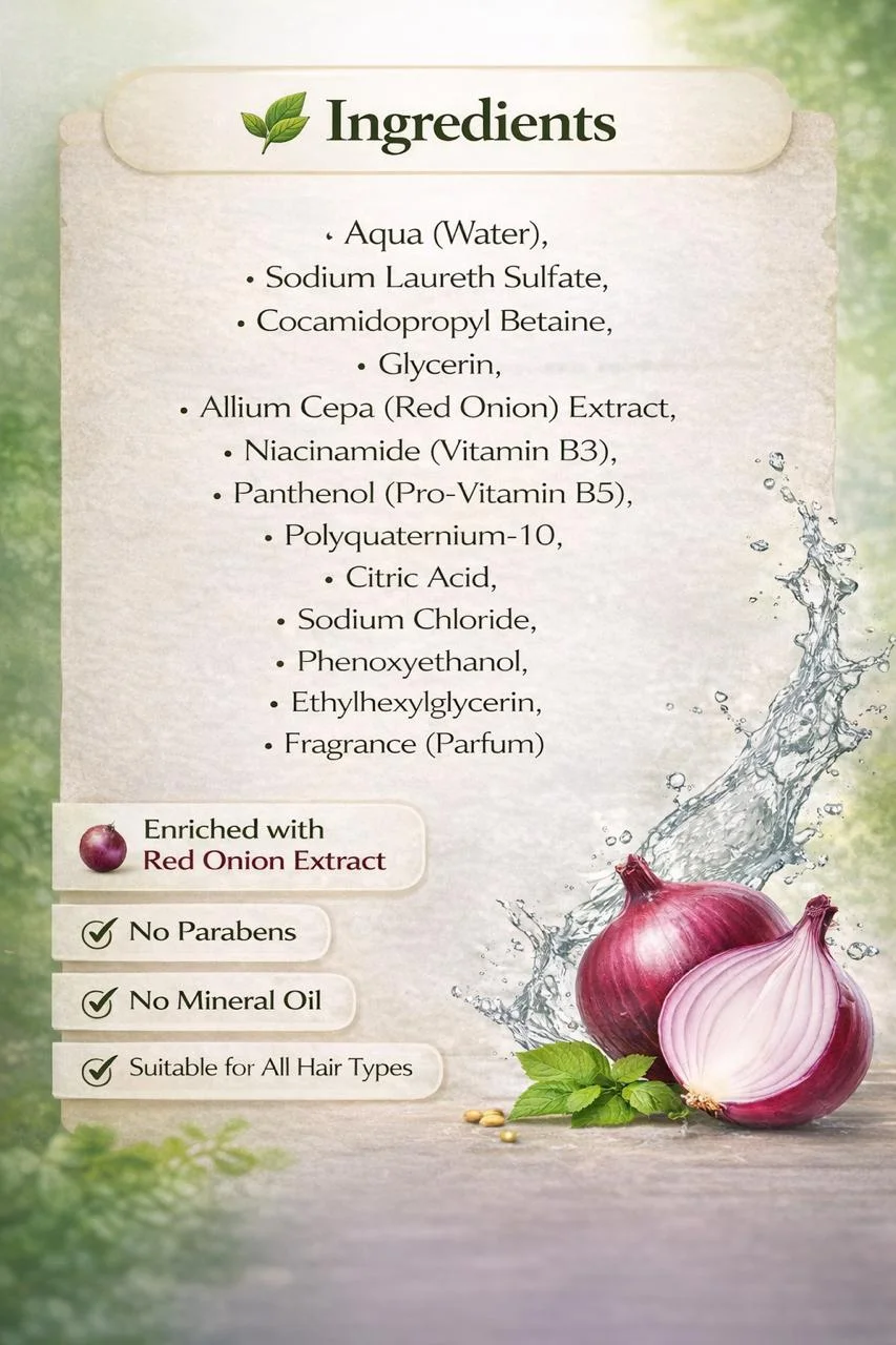 Red Onion Shampoo Hair Fall Control |Scalp Nourish 500 ml • Natural’s Care For Beauty • Strengthens Roots • Anti Dandruff • All Hair Types India Hair Growth Shampoo image 4
