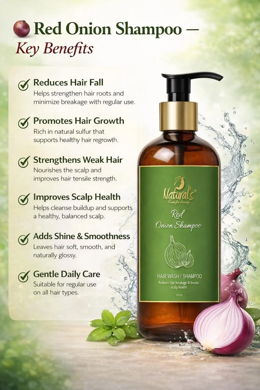 Red Onion Shampoo Hair Fall Control |Scalp Nourish 500 ml • Natural’s Care For Beauty • Strengthens Roots • Anti Dandruff • All Hair Types India Hair Growth Shampoo image 6
