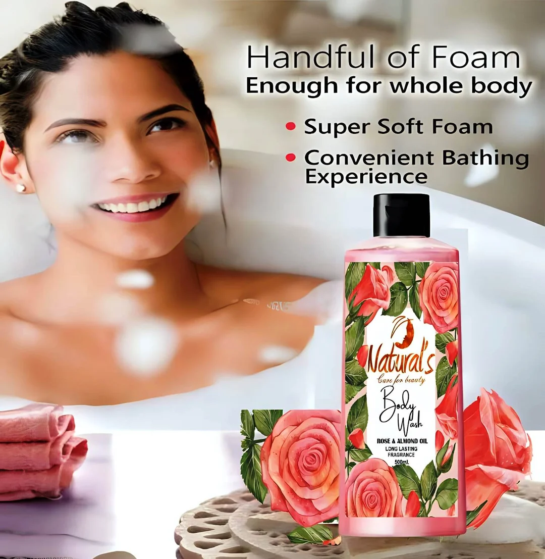 Natural's care For Beauty Rose & Almond oil Body Wash 500ml/For All Skin Type image 5