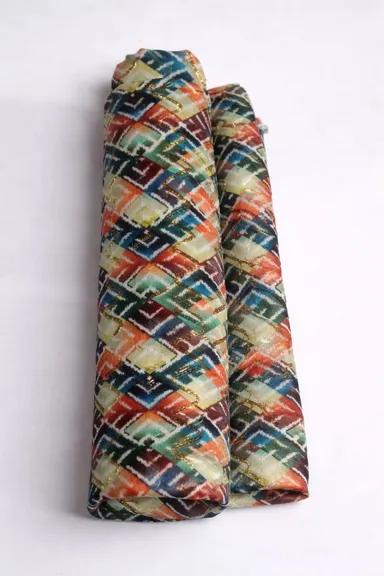 Multicolour Designer Unstitched Blouse Piece | 1 Meter Premium Traditional Blouse Fabric thumbnail 1