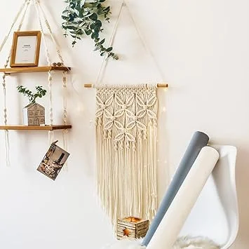 Premium White Handmade Macramé Wall Tapestry Boho Home Wall Décor Hanging for Balcony Garden Bedroom Living Room – Cotton Rope Bohemian Wall Art image 2