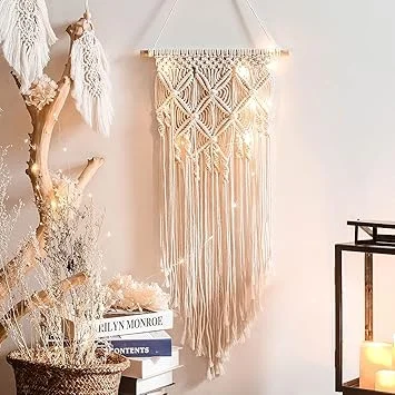 Premium White Handmade Macramé Wall Tapestry Boho Home Wall Décor Hanging for Balcony Garden Bedroom Living Room – Cotton Rope Bohemian Wall Art image 4