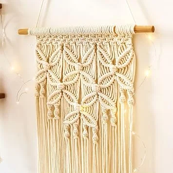 Premium White Handmade Macramé Wall Tapestry Boho Home Wall Décor Hanging for Balcony Garden Bedroom Living Room – Cotton Rope Bohemian Wall Art image 1