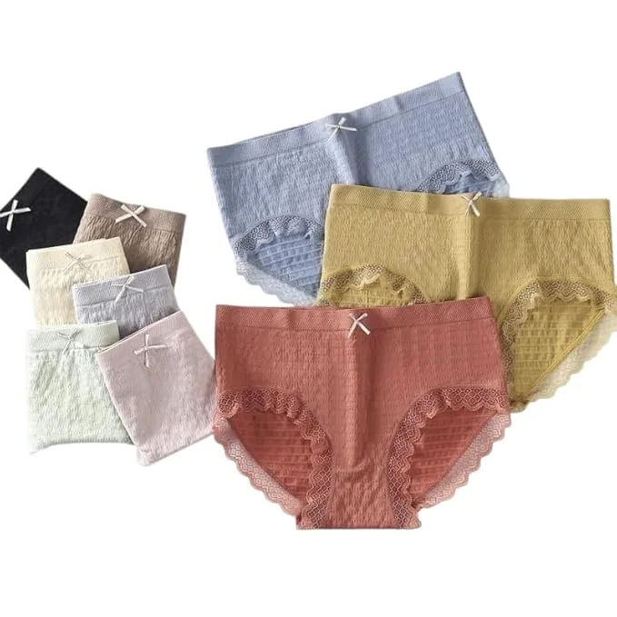 High Waist Seamless Lace Cotton Panty for Women | Soft Breathable Hipster Underwear | Daily Wear Comfort Fit Innerwear Multi Colour image 1