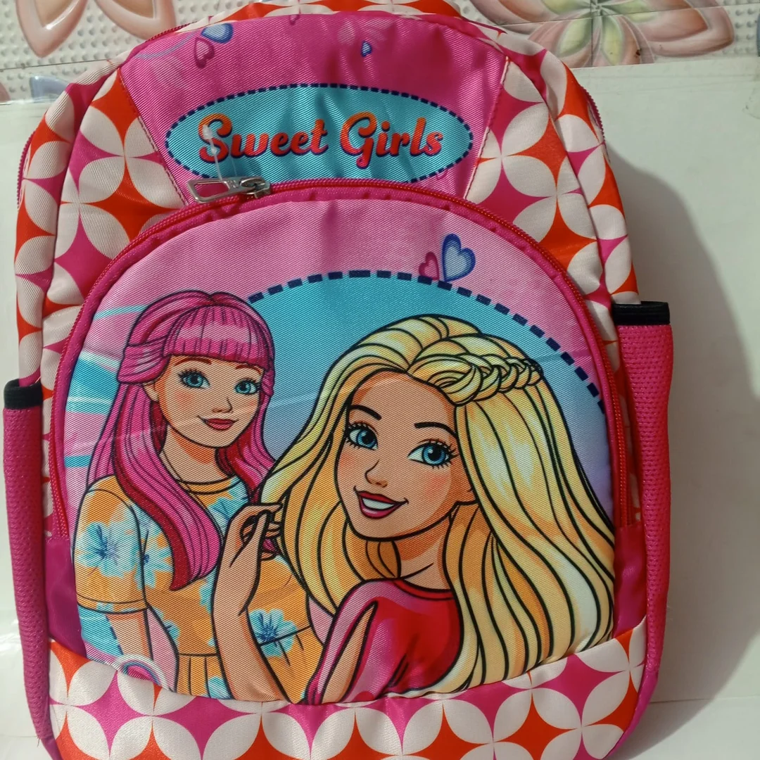 Sweet Girls Cartoon Print Kids Backpack Pink Multicolor Lightweight Durable School Bag with Adjustable Straps for Travel & Daily Use – Cute Kids Bag for Girls image 1