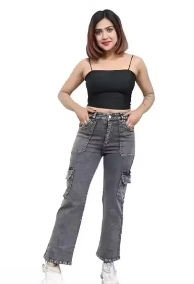 Women Grey 6 Pocket Denim Jeans| Straight Fit Regular Length | Casual Everyday Wear |Waist Sizes 26 size thumbnail 0