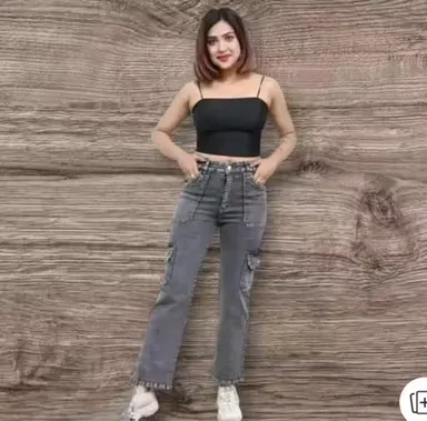 Women Grey 6 Pocket Denim Jeans | Straight Fit Regular Length | Casual Everyday Wear Waist Sizes 30  thumbnail 2