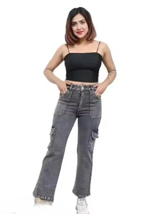 Women Grey 6 Pocket Denim Jeans | Straight Fit Regular Length | Casual Everyday Wear Waist Sizes 32 image 2
