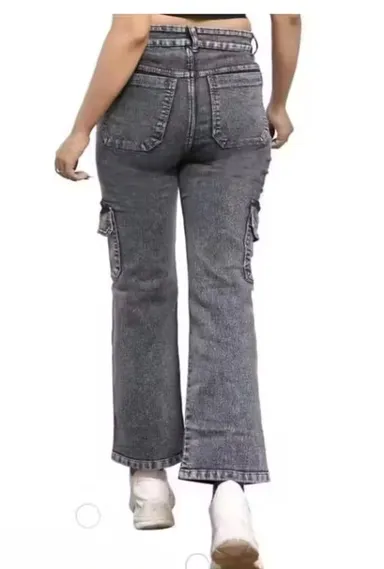 Women Grey 6 Pocket Denim Jeans | Straight Fit Regular Length | Casual Everyday Wear Waist Sizes 32 thumbnail 2