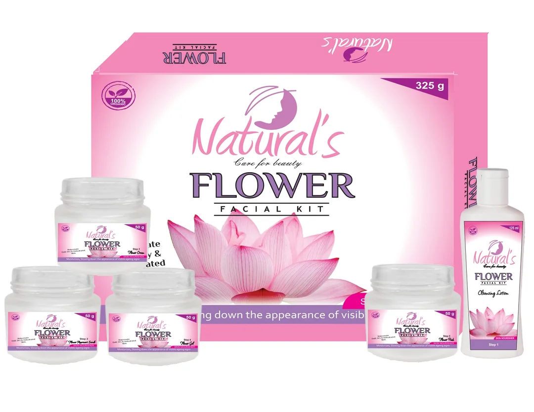 Natural’s Care Flower Beauty Kit 325gm Flower Facial Kit for Men Women All Skin Types | Flower Facial Kit for Fresh Glowing Skin | Home Facial Kit for Brightening & Nourishing Skin image 1