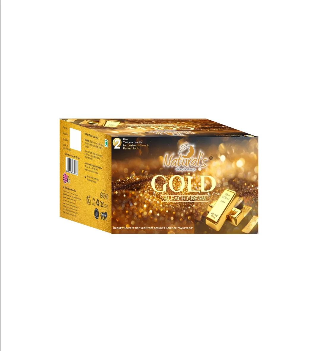Natural’s Care For Beauty Gold Bleach Cream 60gm Pack of 2 All Skin Type Lightens Facial Hair Brightening Glow Fairness Gel Cream Bleach Kit for Women |Men India image 2