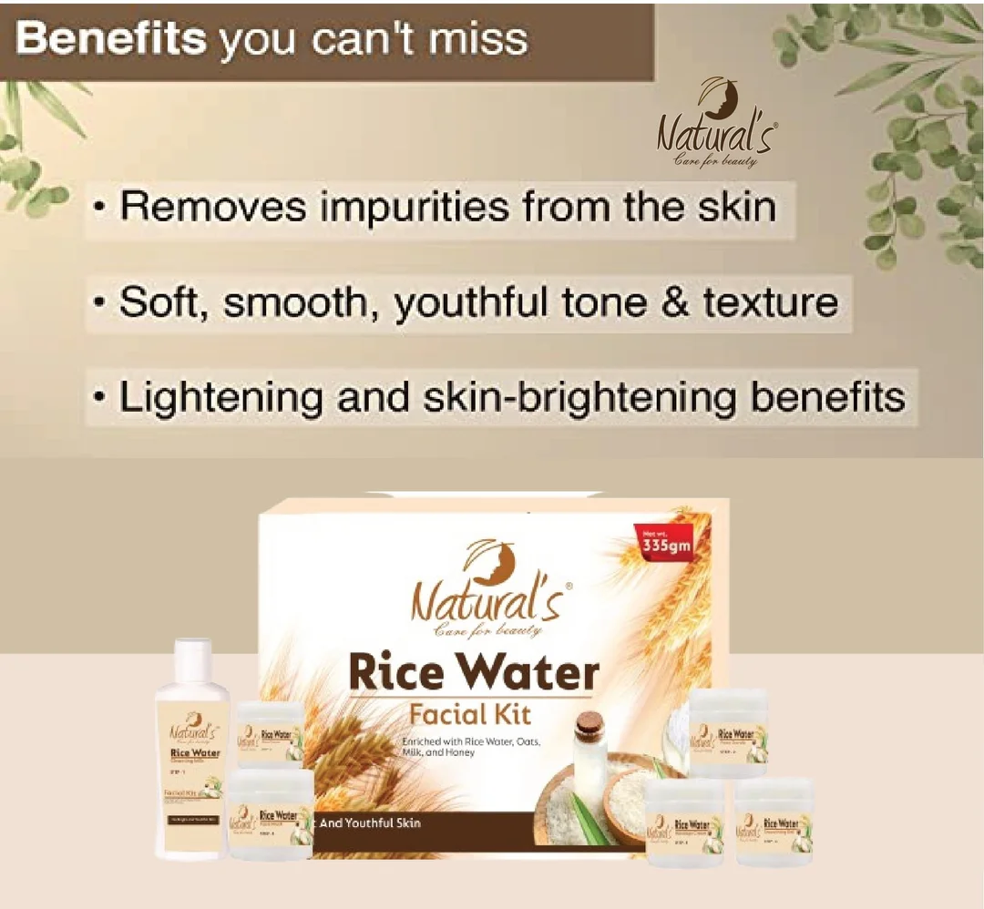 Natural’s Care Rice Facial Kit with Rice Water 335gm | 6 Step Home Facial Kit for Fresh Soft Skin | Suitable for All Skin Types | Rice Water Facial Kit for Glow & Brightening image 2