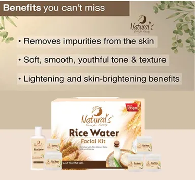 Natural’s Care Rice Facial Kit with Rice Water 335gm | 6 Step Home Facial Kit for Fresh Soft Skin | Suitable for All Skin Types | Rice Water Facial Kit for Glow & Brightening thumbnail 1